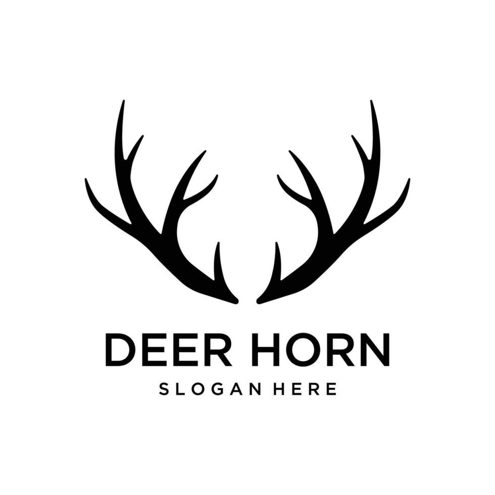 rådjur horn och årgång rådjur huvud logotyp mall design.logotyp för märke, rådjur jägare, äventyr och vilda djur och växter. vektor