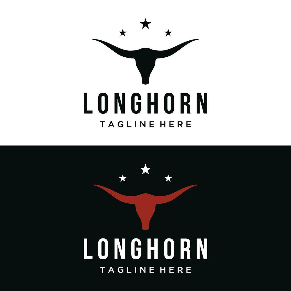Longhorn Texas Ranch wild Westen Tier Logo Design Jahrgang Retro-Logo zum Cowboy, Vieh, Abzeichen, Restaurant. vektor