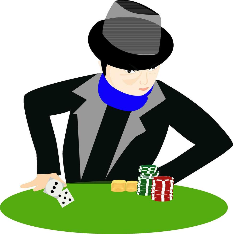 eben Illustration von Poker Spieler. vektor