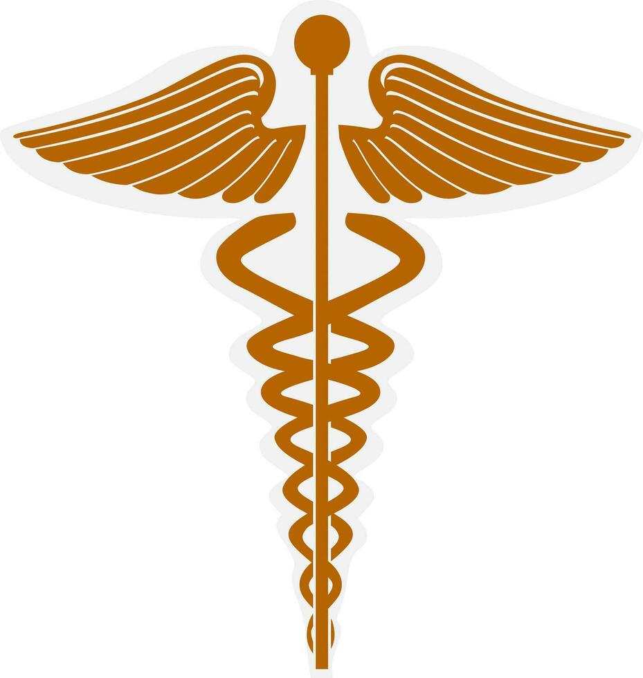 Caduceus medizinisch Symbol gemacht mit braun Farbe. vektor