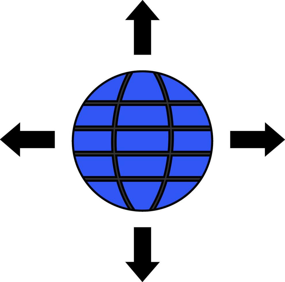 Blau und schwarz Globus mit Pfeile. vektor