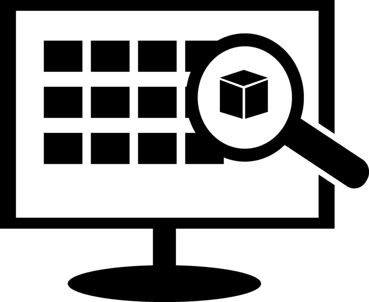 schwarz Lieferung Kisten Suche im Computer. vektor