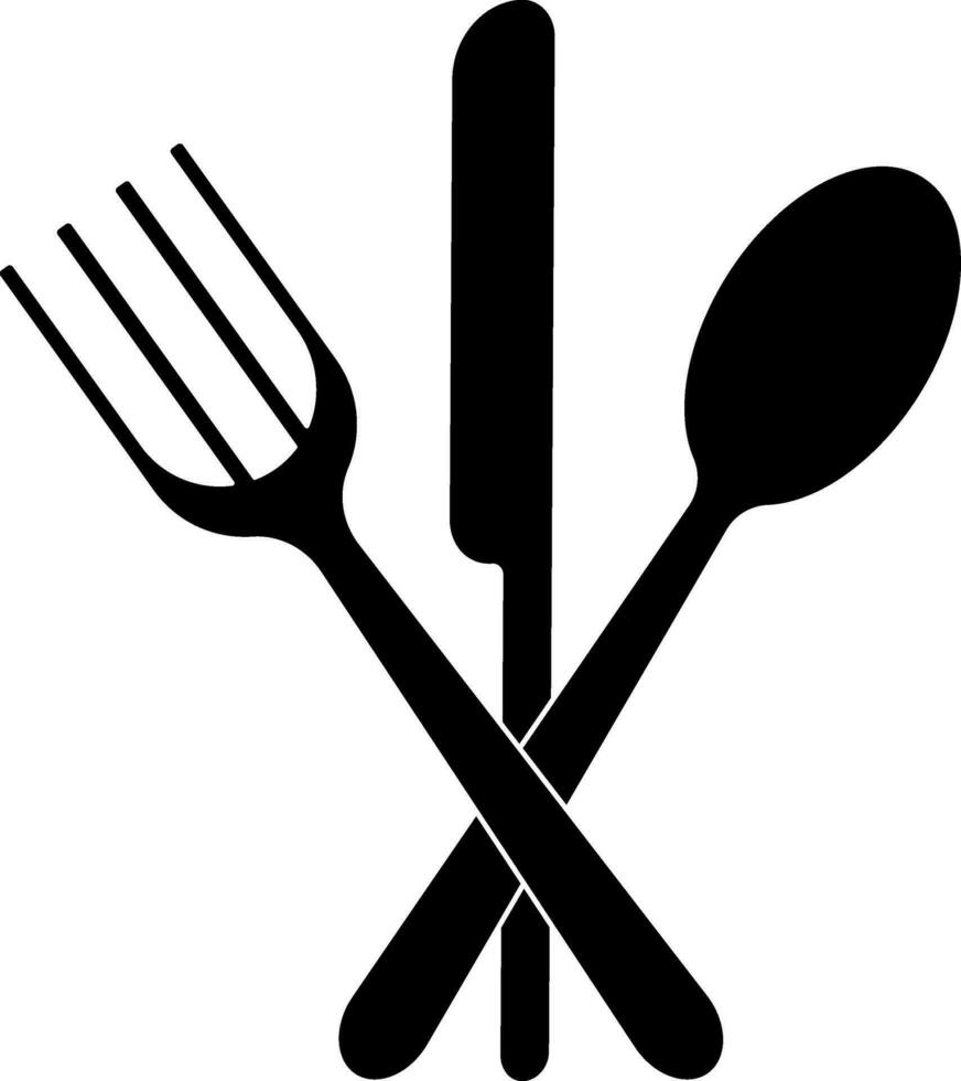 svart sked, gaffel och kniv. vektor