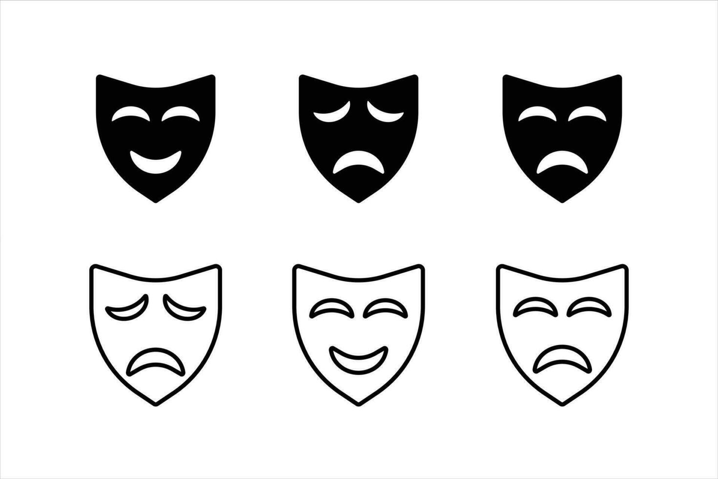 uppsättning av teater mask symbol vektor