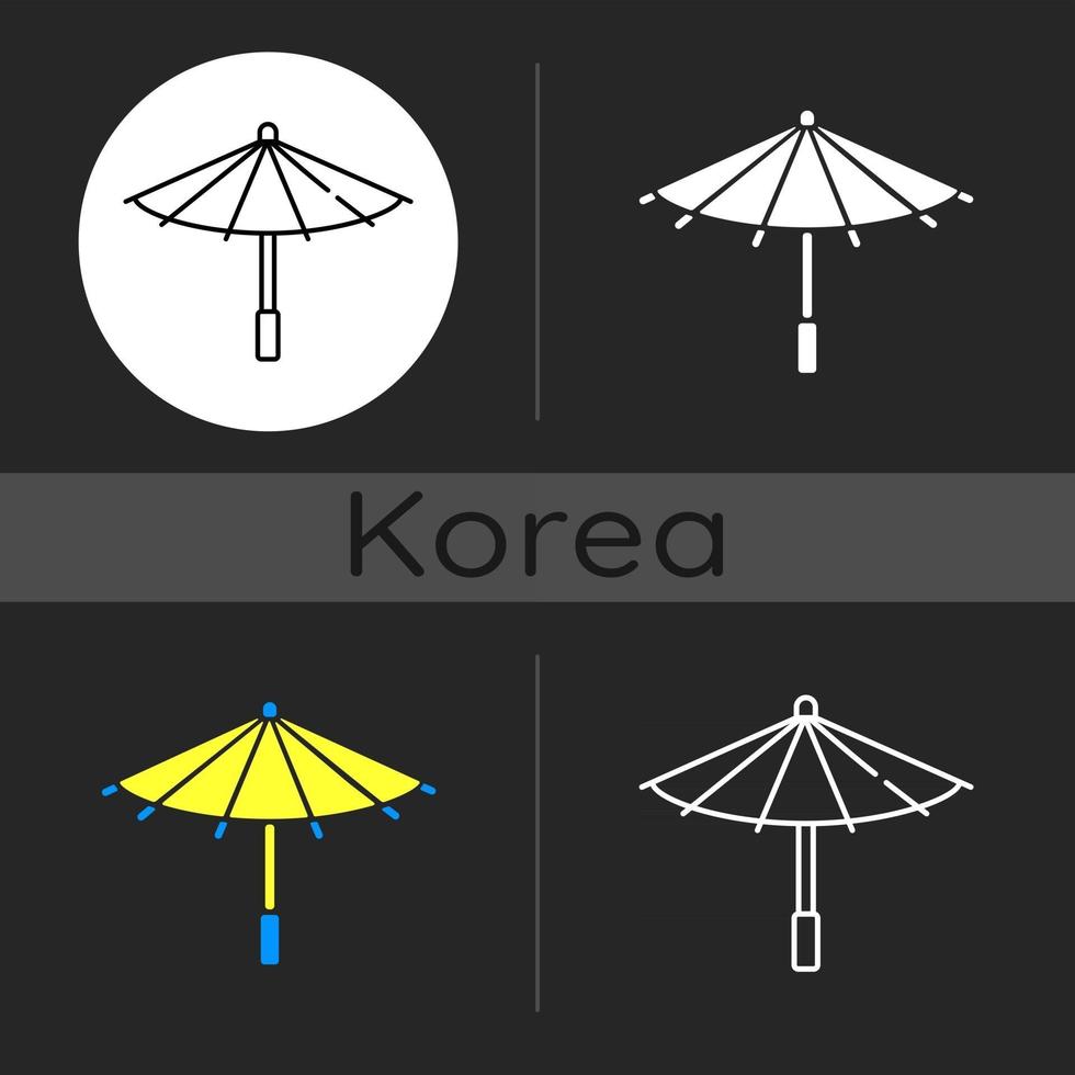 dunkle thematische Ikone des koreanischen Regenschirms vektor