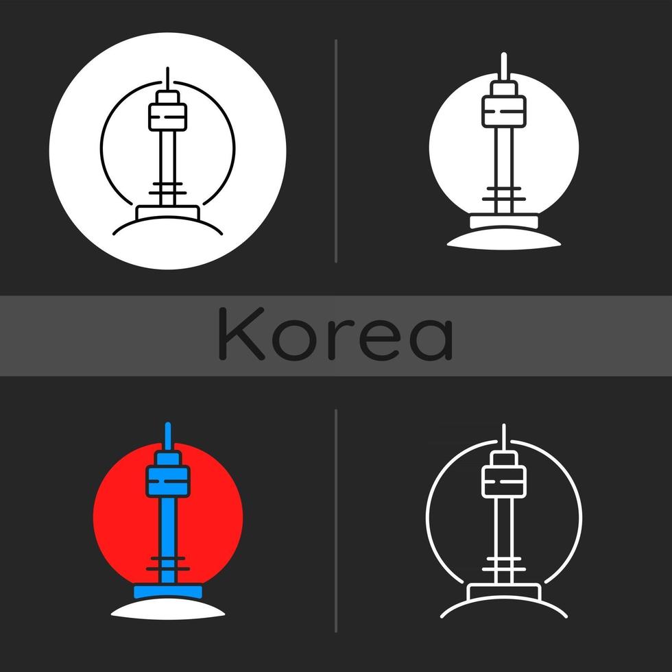 n Seoul Tower dunkles Thema Symbol vektor