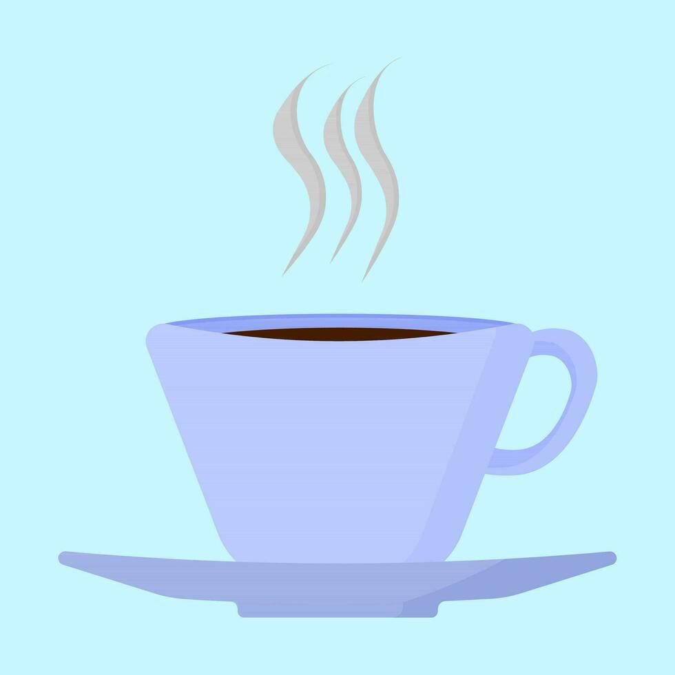 kopp av varm kaffe med rök effekt i platt vektor