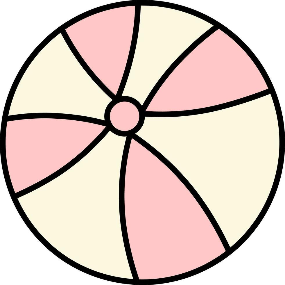 Rosa und Licht Gelb Farbe Ball Symbol im eben Stil. vektor