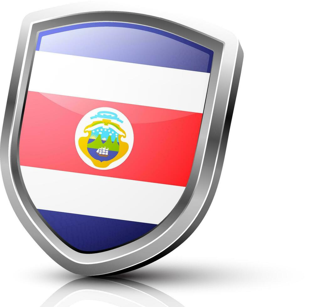 glänzend Schild von Costa Rica Flagge mit Symbol. vektor