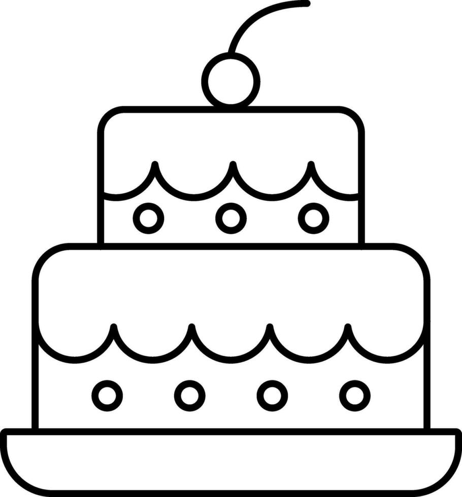 Abschleppen Schicht Kuchen dekoriert mit Kirsche Symbol im Gliederung Stil. vektor