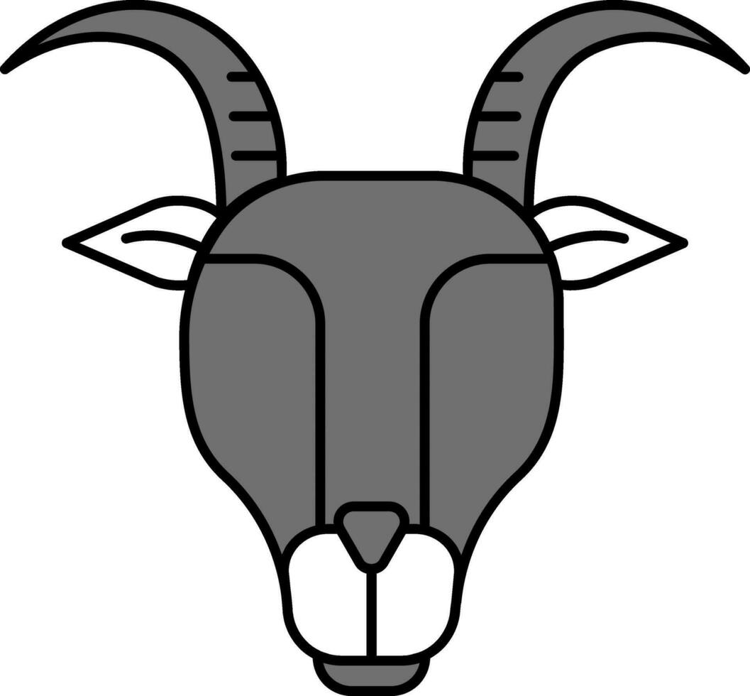capricorn ikon eller symbol i grå och vit Färg. vektor