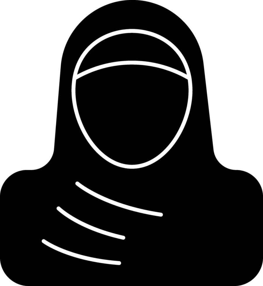 islamic kvinna ikon i svart och vit. vektor