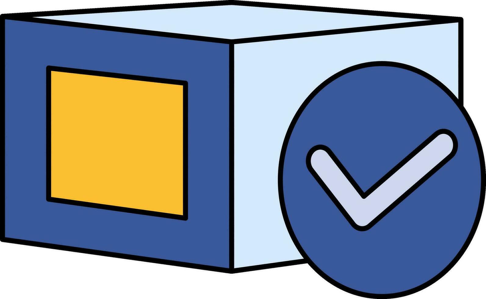 eben Stil prüfen Paket Gelb und Blau Symbol. vektor