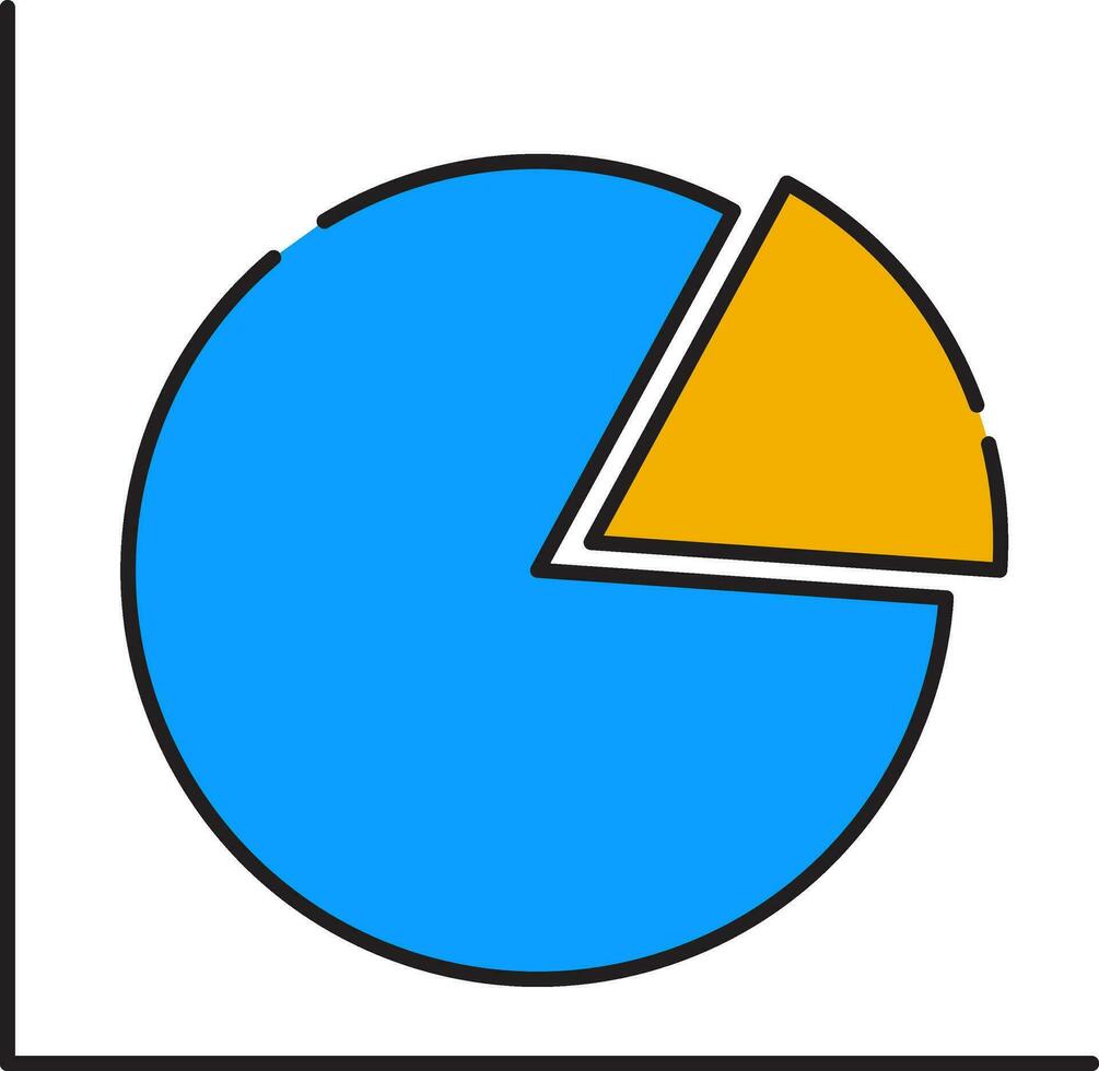 Kuchen Diagramm Symbol im Blau und Gelb Farbe. vektor