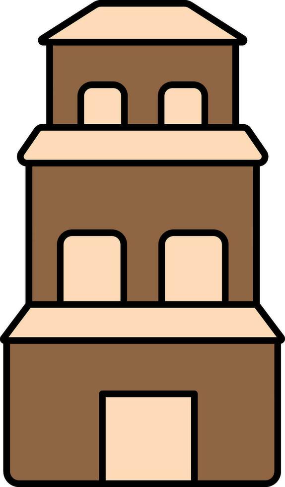 drei Stockwerk Zuhause Symbol im braun und Pfirsich Farbe. vektor