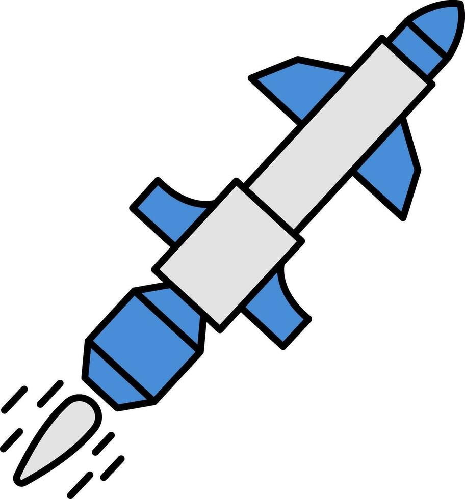 isolerat missil eller raket ikon i blå och grå Färg. vektor