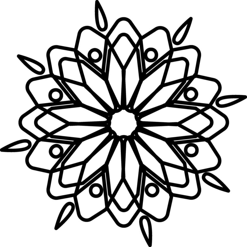 blomma mandala ikon i linje konst. vektor