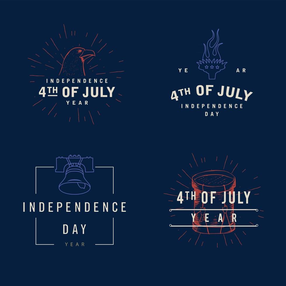 4. Juli Typografie Design-Sammlung 4. Juli Vintage-Stil Unabhängigkeitstag Designs vektor