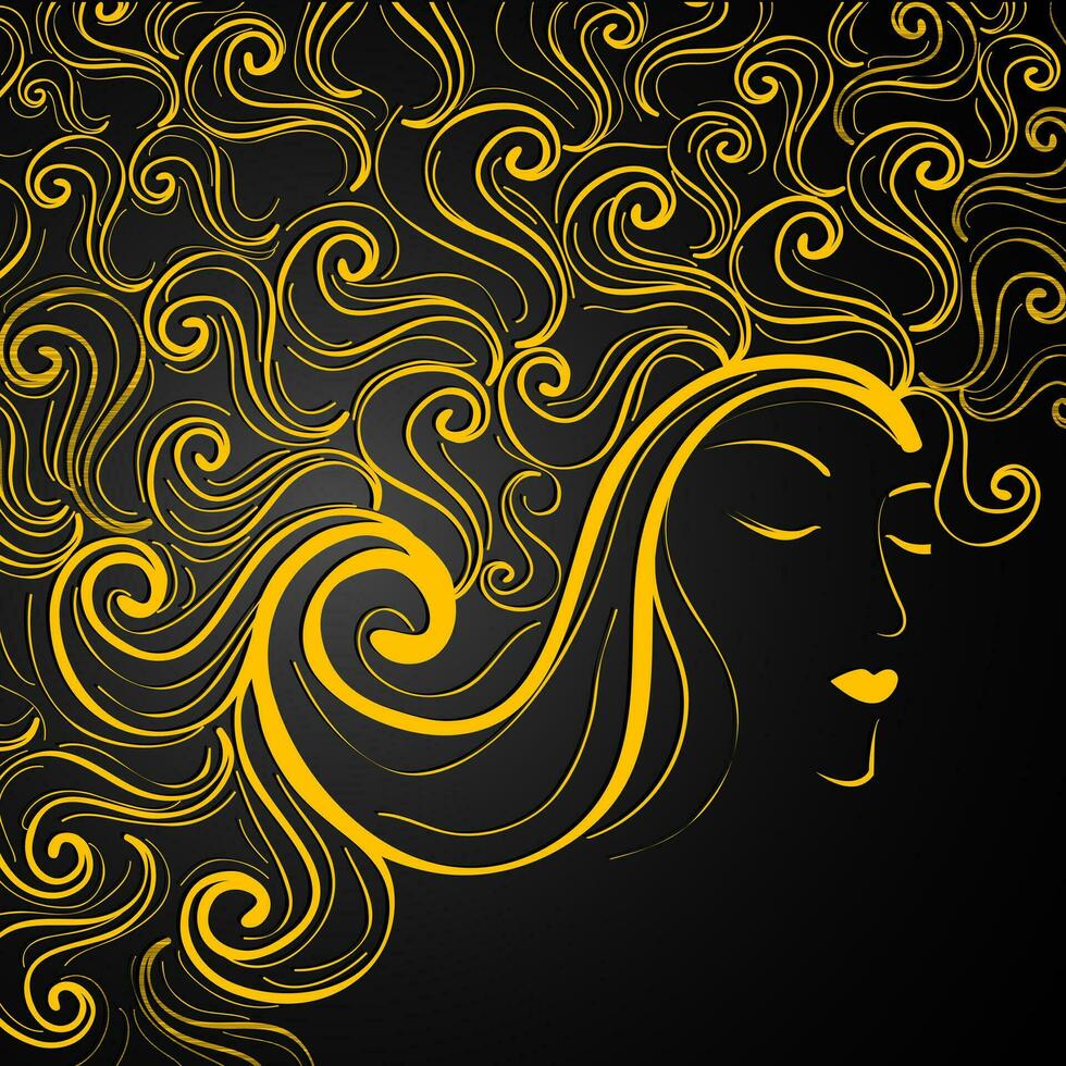 Lycklig kvinnors dag fester begrepp med illustration av en skön lång hårstrån flicka på grå bakgrund. vektor