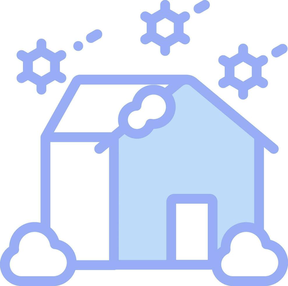 Illustration von Zuhause mit Schneefall Symbol im eben Stil. vektor