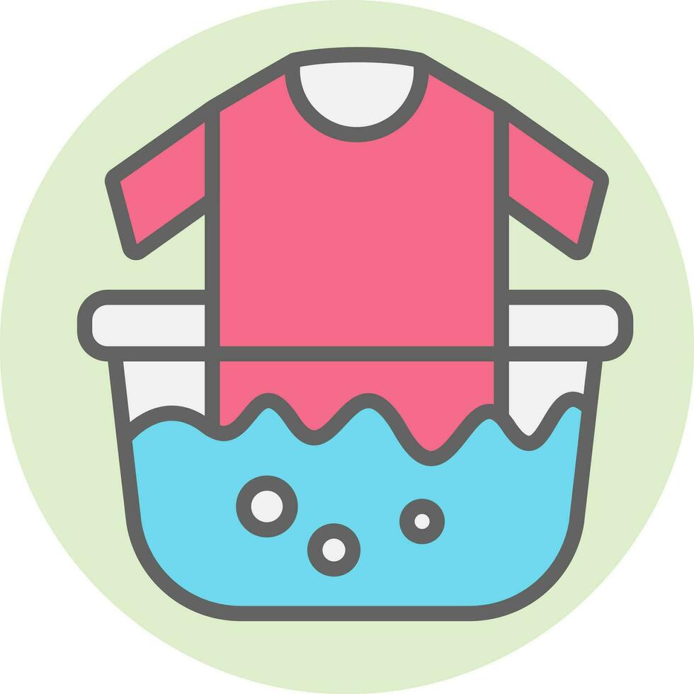 tvättning t-shirt i vatten badkar ikon i platt stil. vektor