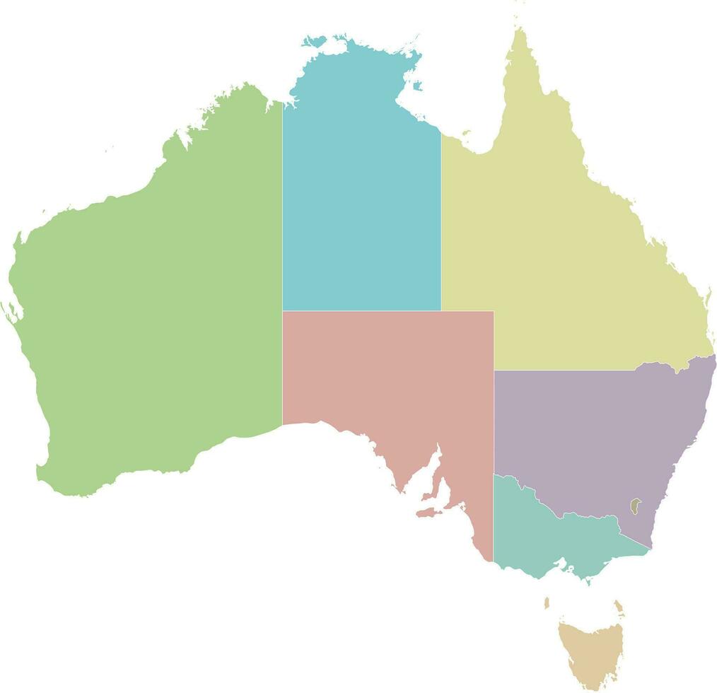 Vektor leer Karte von Australien mit Regionen oder Gebiete und administrative Abteilungen. editierbar und deutlich beschriftet Lagen.
