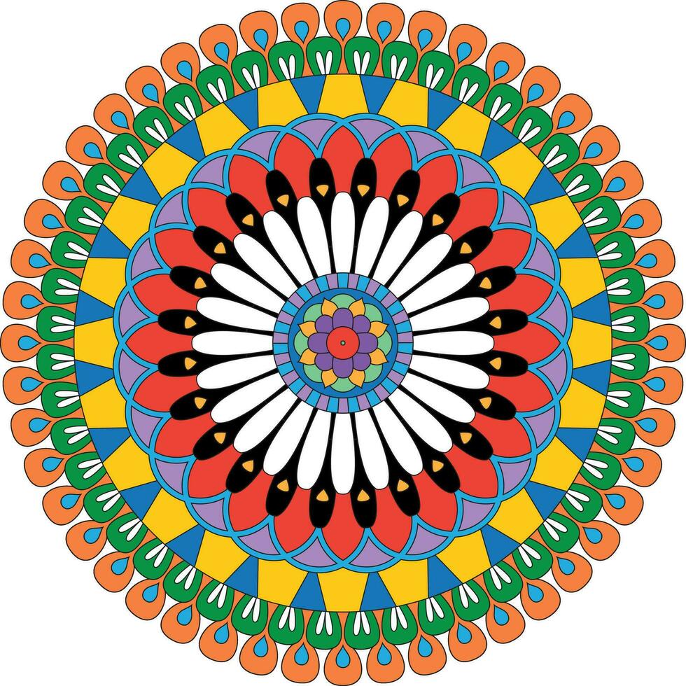 dekorativ bunt Blumen- Mandala Vektor Illustration isoliert auf Weiß Hintergrund