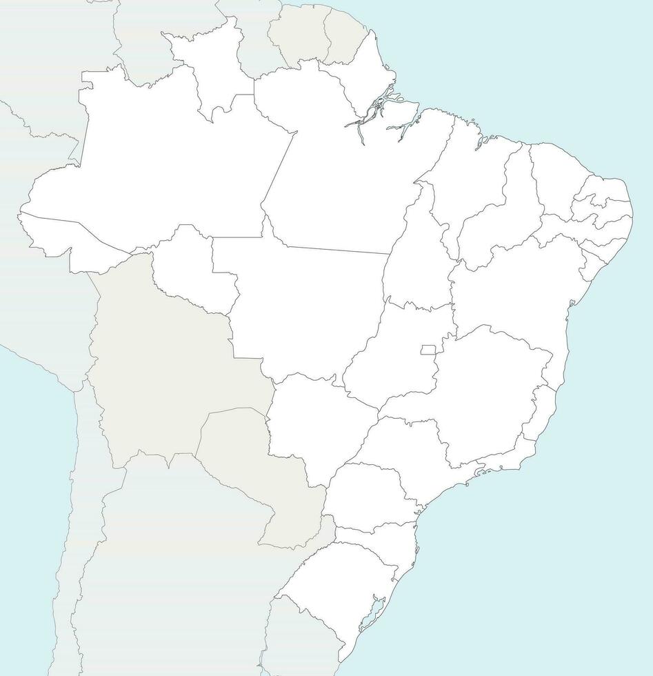vektor tom Karta av Brasilien med stater och administrativ divisioner, och angränsande länder och områden. redigerbar och klart märkt skikten.