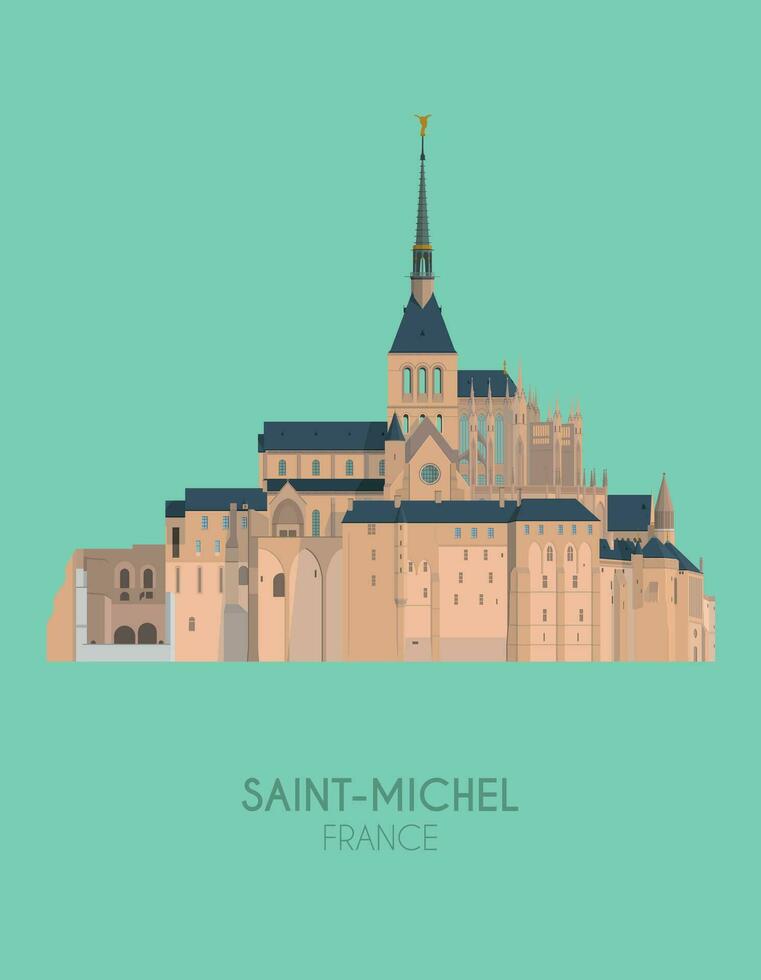 modern Design Poster mit bunt Hintergrund von montieren Saint-Michel im Frankreich. Vektor Illustration