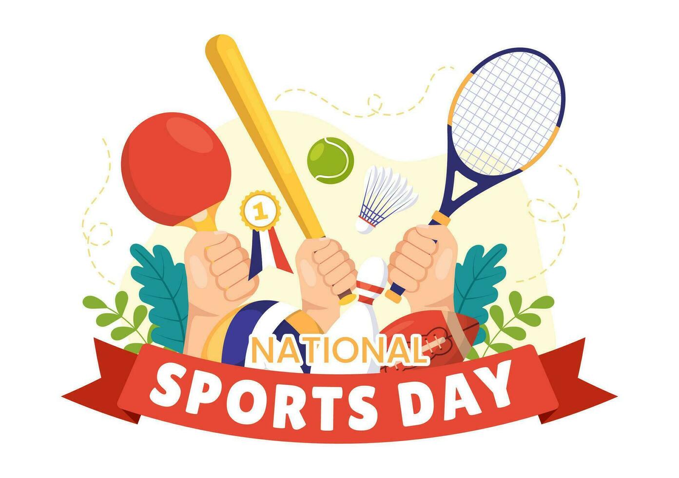 National Sport Tag Vektor Illustration mit Sportler von anders Sport im eben Karikatur Hand gezeichnet Landung Seite Hintergrund Vorlagen