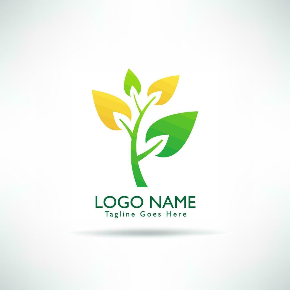 kreativ träd och blad grön logotyp vektor. grön miljö- begrepp, ekologisk. vektor
