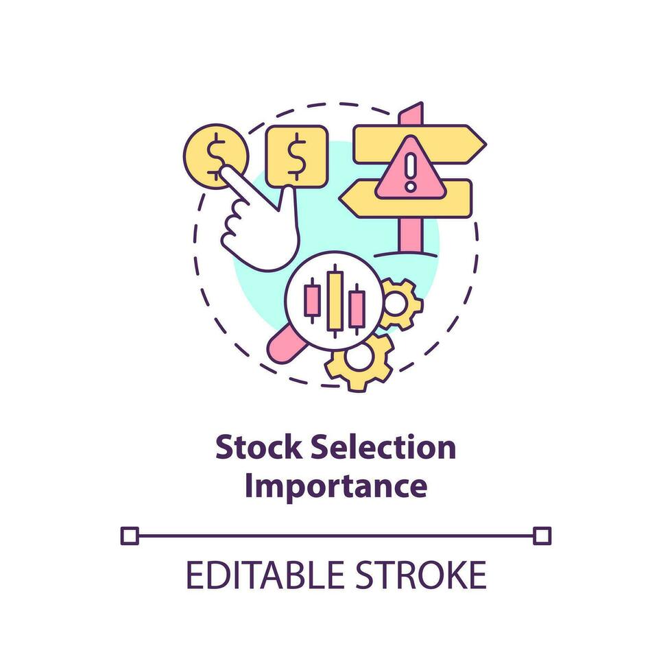 stock urval betydelse begrepp ikon. välja marknad. finansiell marknadsföra trend abstrakt aning tunn linje illustration. isolerat översikt teckning. redigerbar stroke vektor