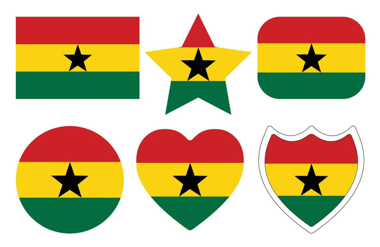 ghana flagga i design form uppsättning. flagga av ghana i design form uppsättning. vektor