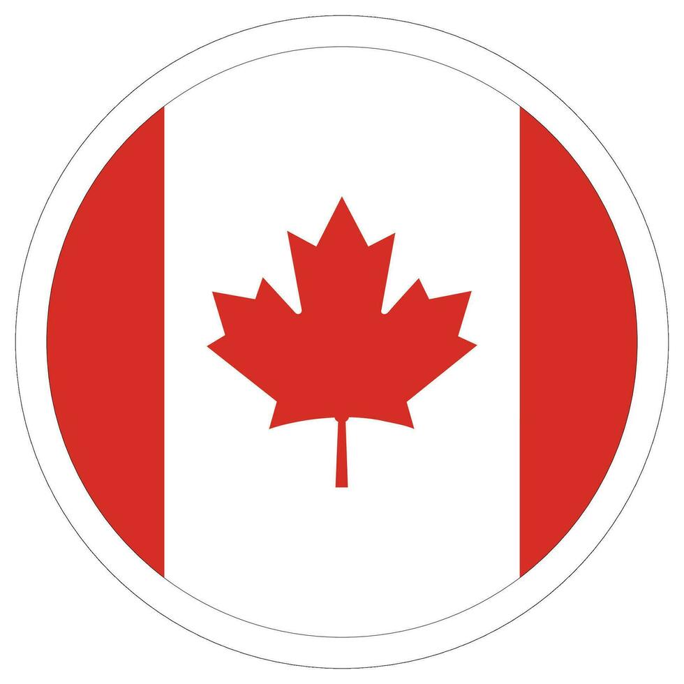 kanada flagga i cirkel form. flagga av kanada vit ram runda vektor