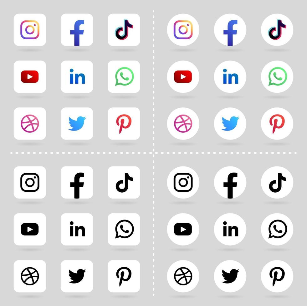 uppsättning sociala medier ikon logotyp set vektor