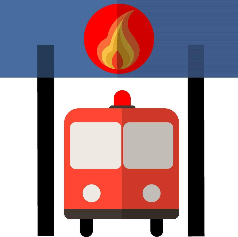 Illustration von Feuer LKW im Bahnhof. vektor