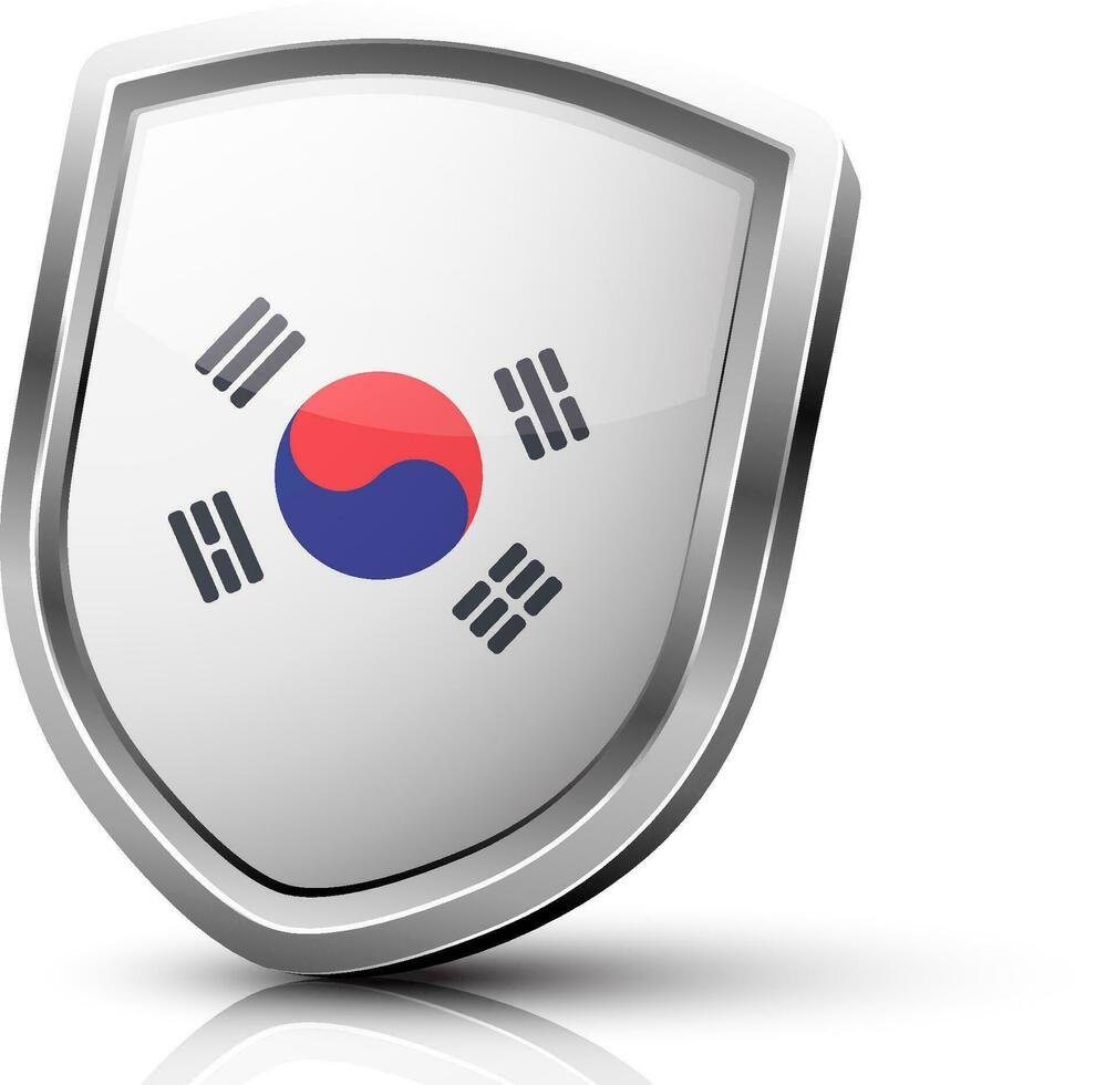 flagga av söder korea i glansig skydda. vektor