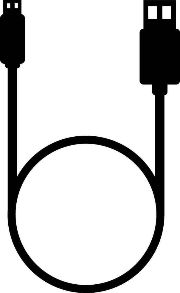 schwarz USB Kabel auf Weiß Hintergrund. vektor