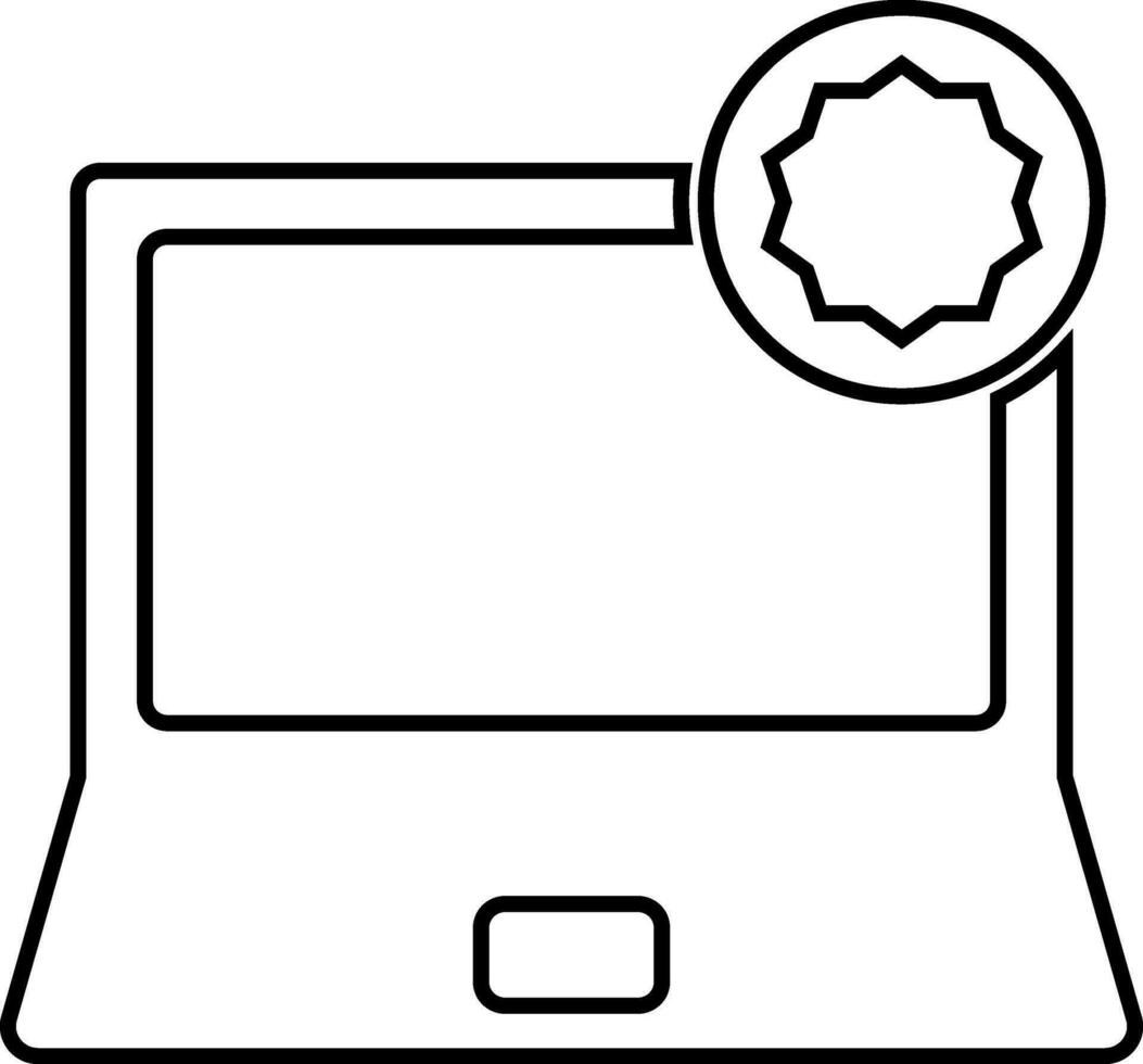 ikon av bärbar dator med klistermärke i platt stil. vektor