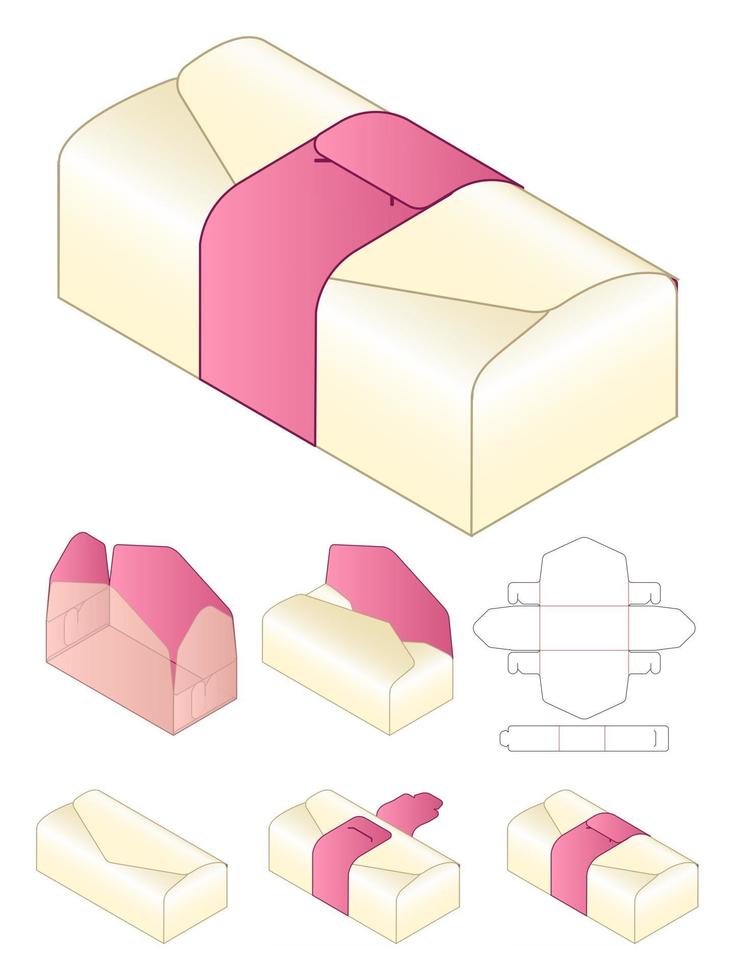 låda förpackning stansad mall design 3d mockup vektor