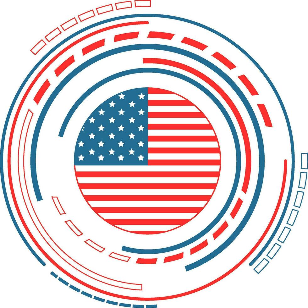 Abzeichen oder Etikette Design im amerikanisch Flagge Farben. vektor