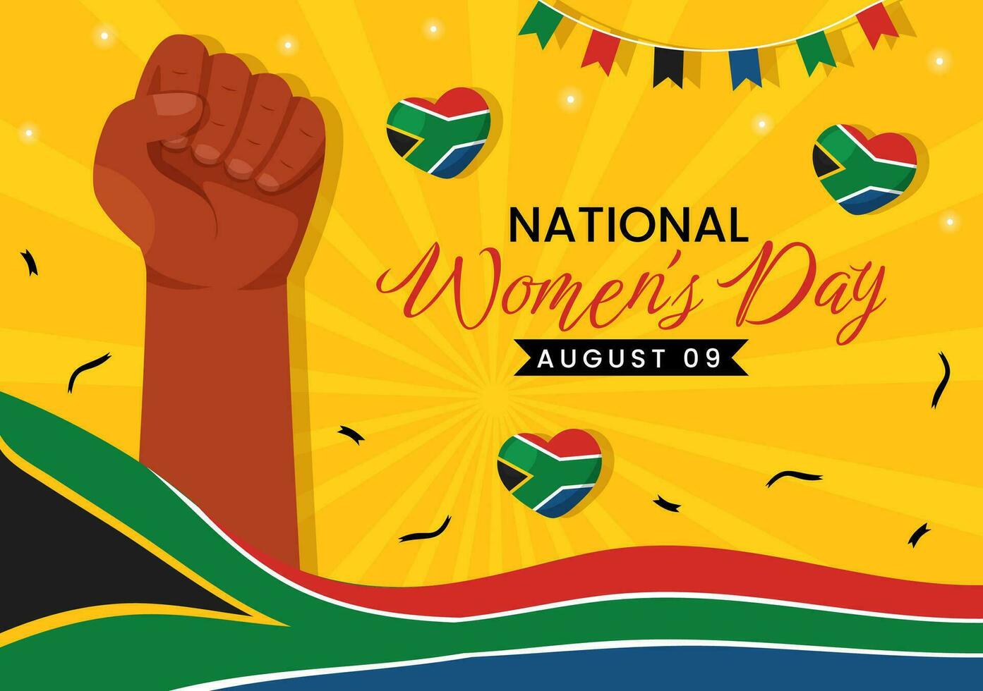 glücklich Frauen Afrika Tag Feier Vektor Illustration mit ethnisch schwarz Frau und afrikanisch Flagge im eben Karikatur Hand gezeichnet Landung Seite Vorlagen