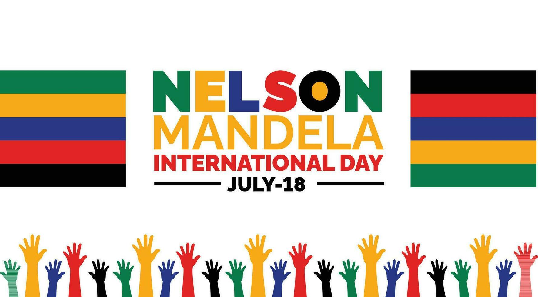 nelson mandela internationell dag bakgrund, baner, affisch och kort design mall med standard Färg berömd i juli. vektor