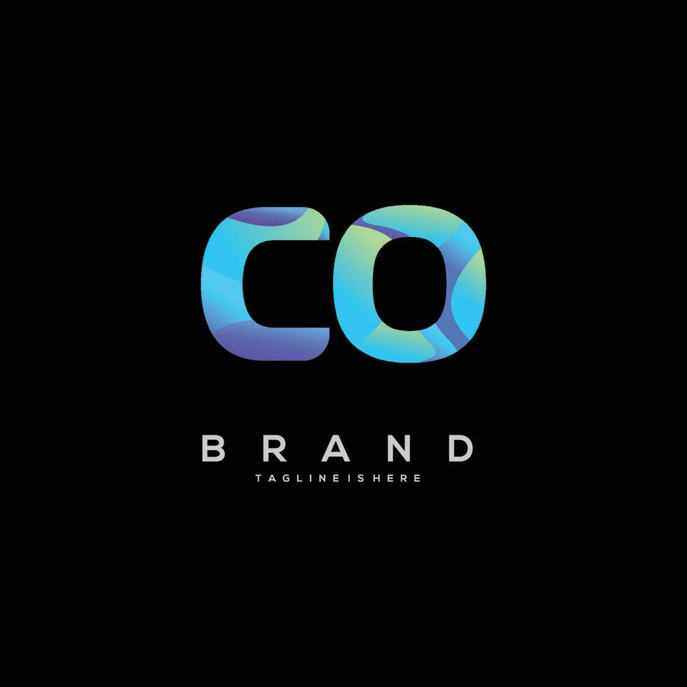 första brev co logotyp design med färgrik stil konst vektor