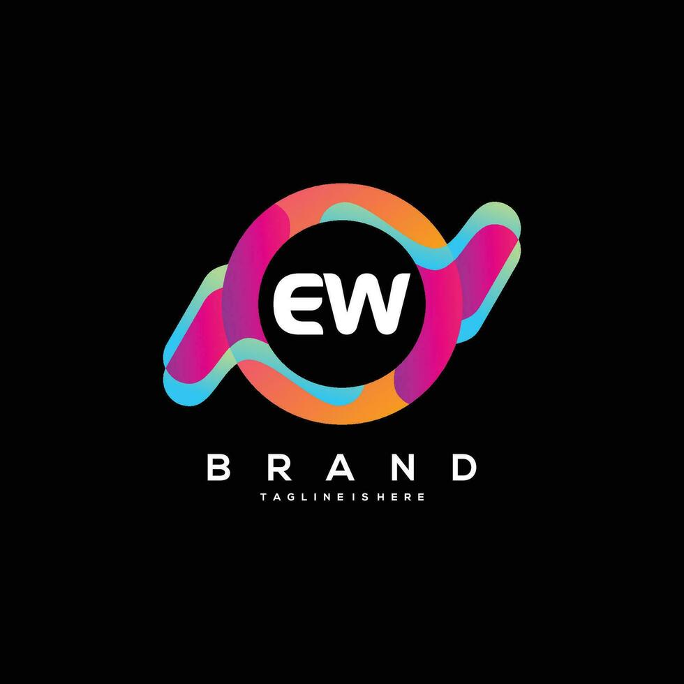 första brev ew logotyp design med färgrik stil konst vektor