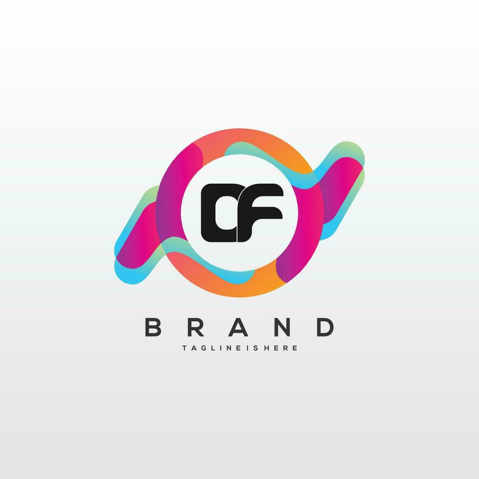 Initiale Brief df Logo Design mit bunt Stil Kunst vektor