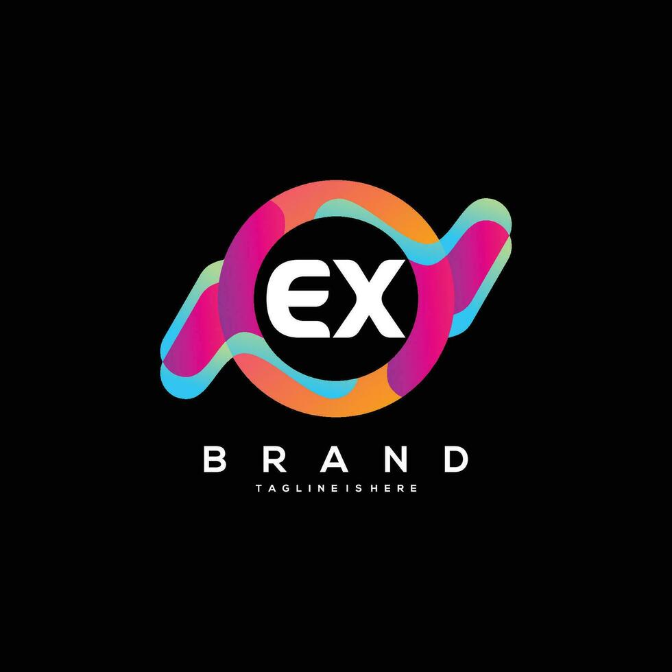 Initiale Brief Ex Logo Design mit bunt Stil Kunst vektor