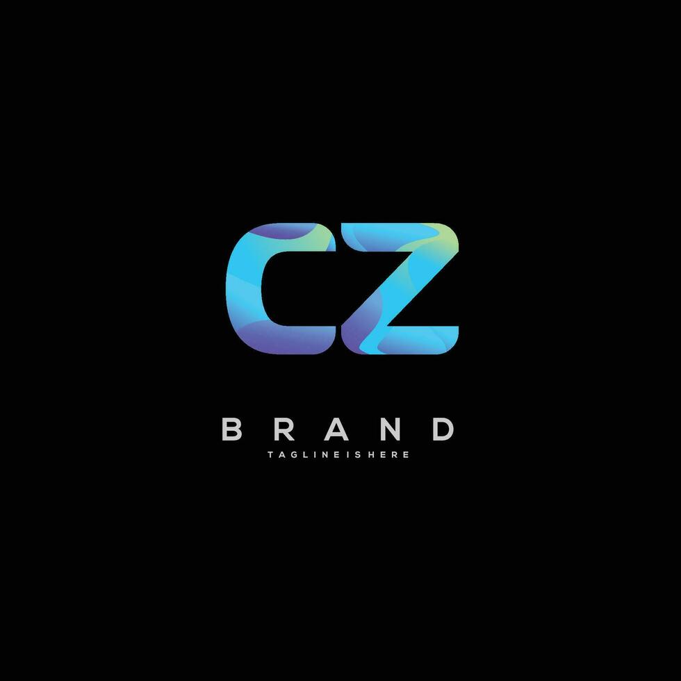 första brev cz logotyp design med färgrik stil konst vektor
