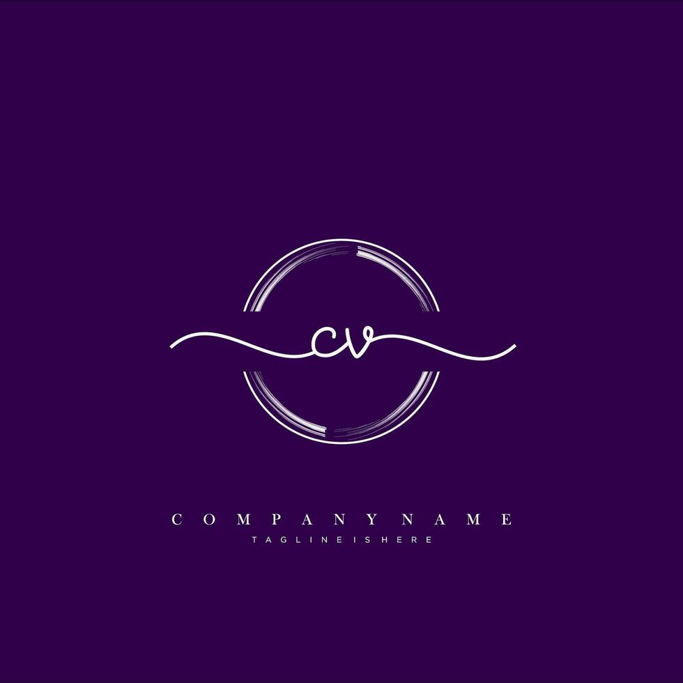 CV första handstil minimalistisk geometrisk logotyp mall vektor