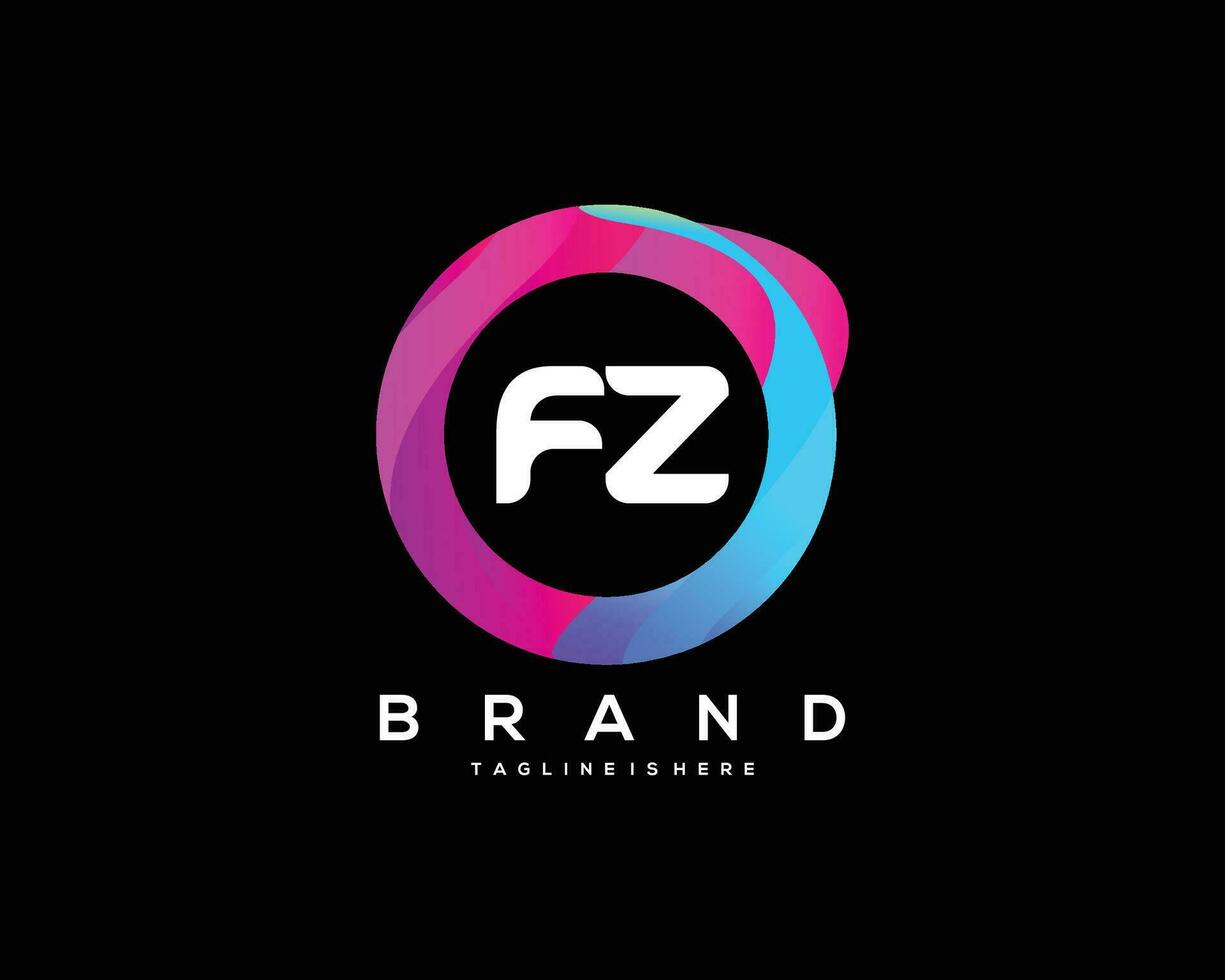 Initiale Brief fz Logo Design mit bunt Stil Kunst vektor